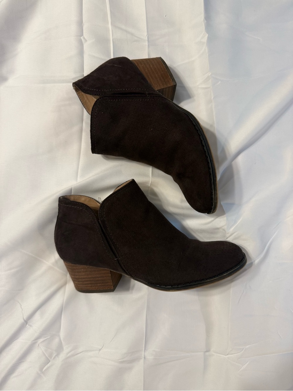 LifeStride Brown Suede Ankle Booties Size 7 – Western Boho Block Heel Boots